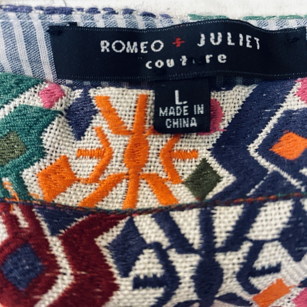 Romeo + Juliet Couture Boho Embroidered Stripe Mini Skirt Womens Modern‎ Boho
